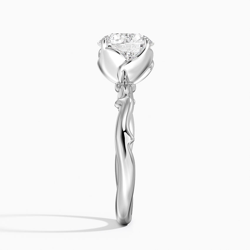 Twisted Vine Solitaire Diamond Engagement Ring, Round Cut Moissanite Ring, Unique Nature Inspired Gold Ring