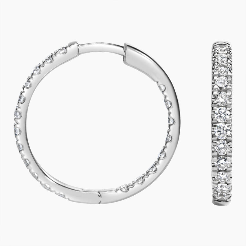 Diamond Hoop Earrings, Inside Out Diamond Hoops, Minimalist Diamond Earrings