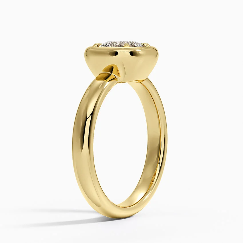 Cushion Cut Bezel Set Diamond Engagement Ring, Minimalist Solitaire Ring