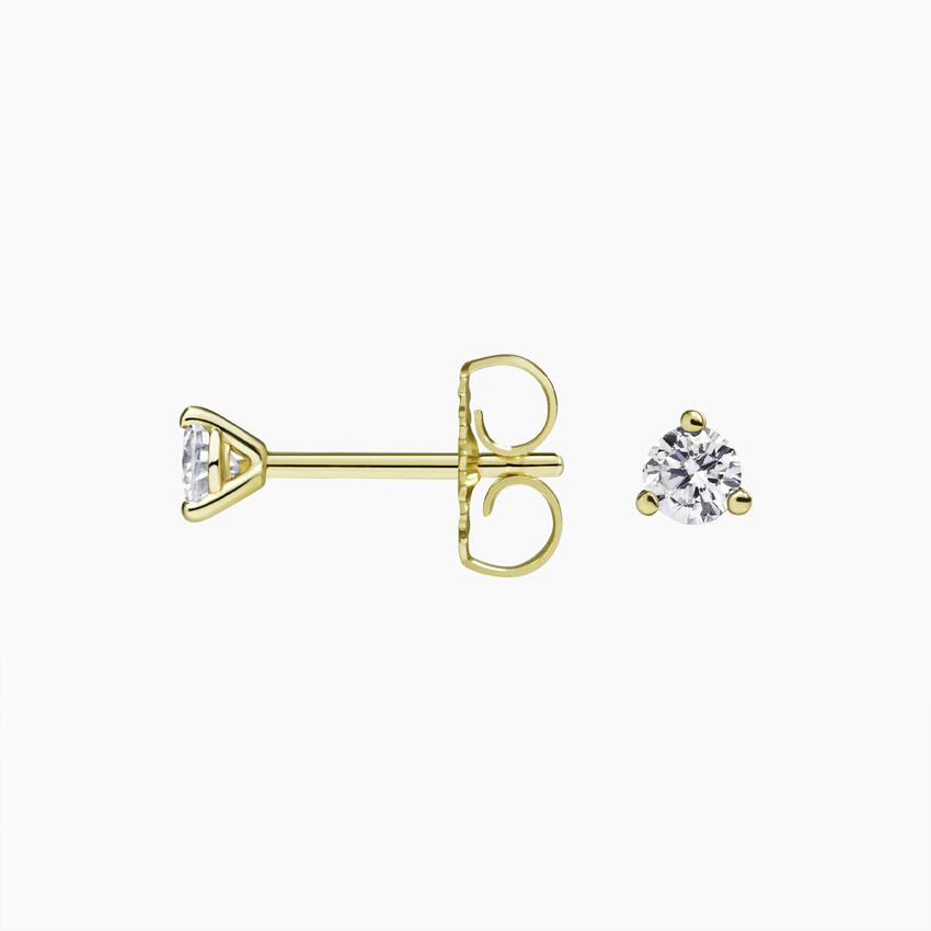 Round Cut Diamond Stud Earrings, Minimalist Solitaire Studs, Everyday Gold Earrings