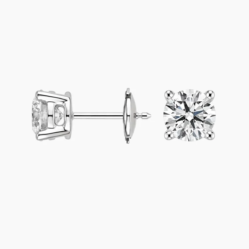 Classic Round Cut Diamond Stud Earrings, Minimalist Everyday Diamond Earrings