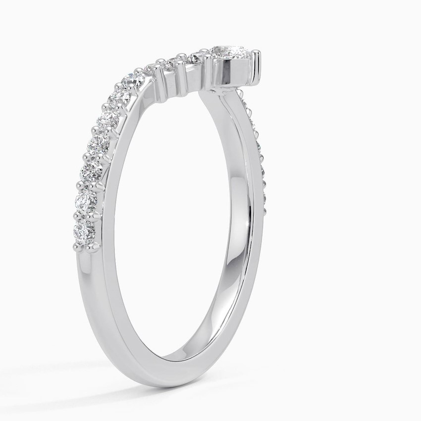 Pear Shape Diamond Chevron Ring, V Shaped Wedding Band, Curved Diamond Band