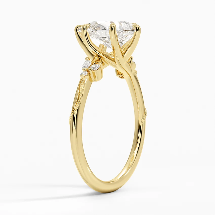 Pear Cut Moissanite Engagement Ring, Floral Cluster Diamond Ring, Vintage Inspired Solitaire Ring