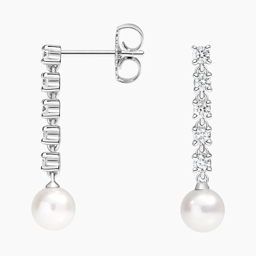 Diamond Pearl Drop Earrings