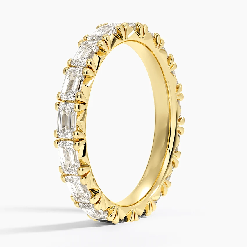 Baguette Diamond Eternity Ring, Full Eternity Wedding Band, Emerald Cut Diamond Band
