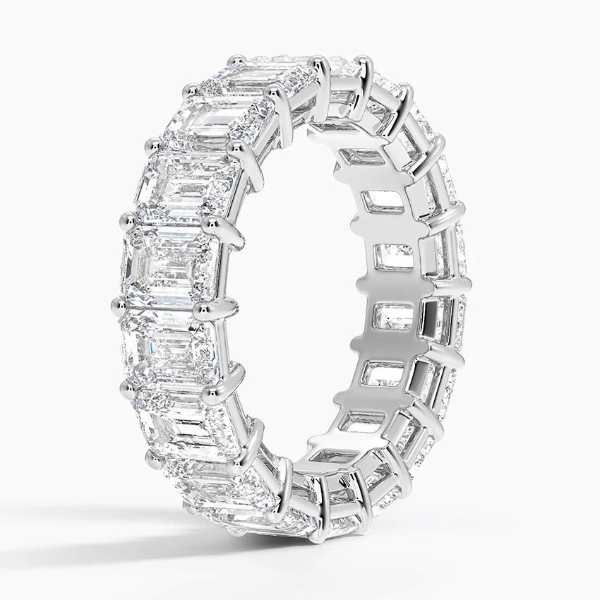 Emerald Cut Diamond Eternity Band, Full Eternity Ring, Baguette Diamond Wedding Band