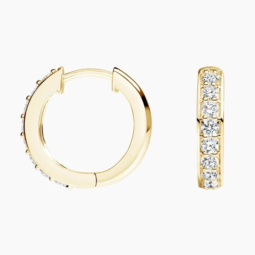 Classic Diamond Hoop Earrings, Minimalist Huggie Hoops, Everyday Diamond Earrings