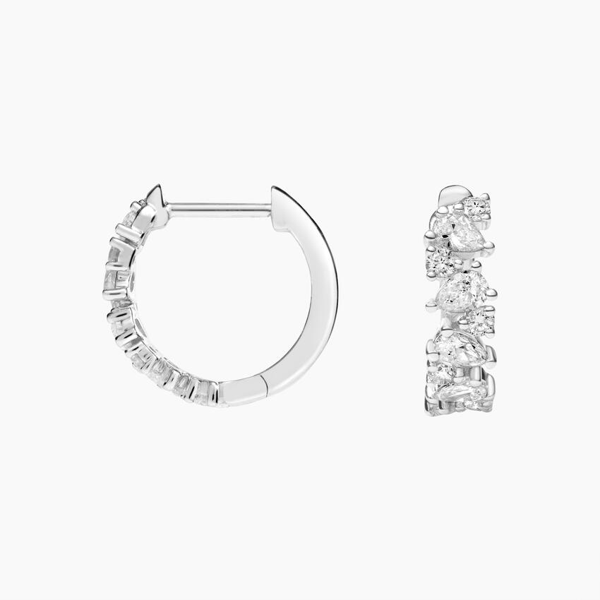 Diamond Cluster Huggie Hoop Earrings