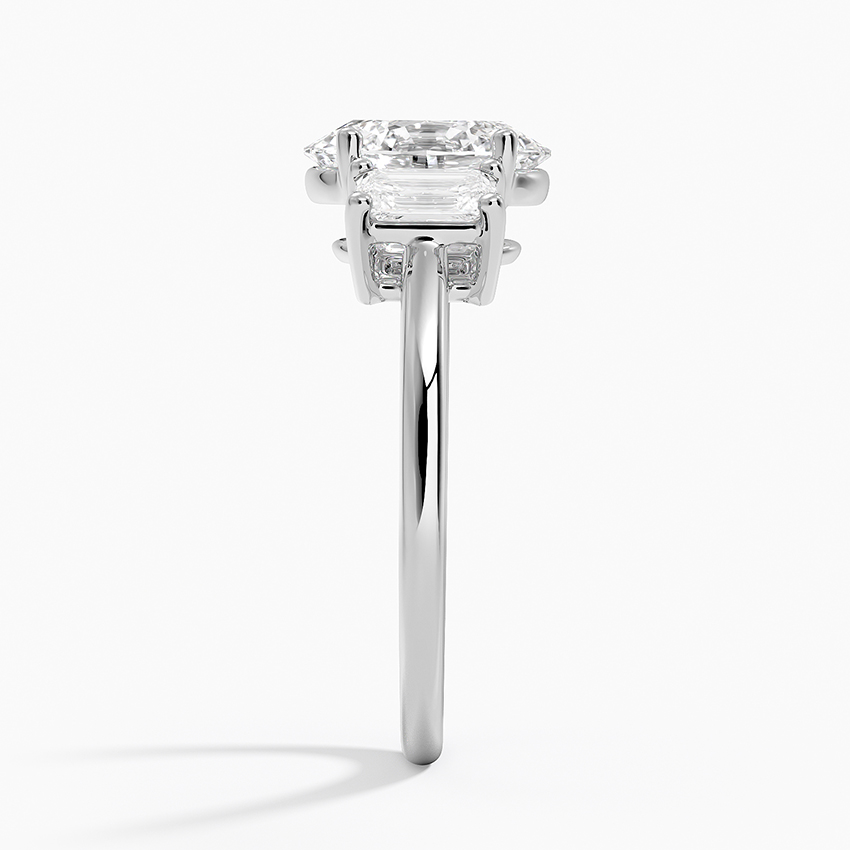 Emerald Cut Diamond Three Stone Engagement Ring, 3 Stone Emerald Cut Ring, Minimalist Luxury Bridal Ring