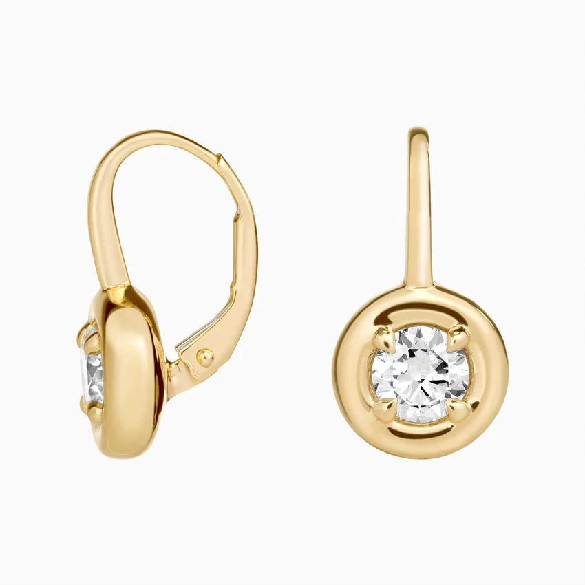 Minimalist Bezel Set Diamond Drop Earrings, Dainty Everyday Solitaire Earrings