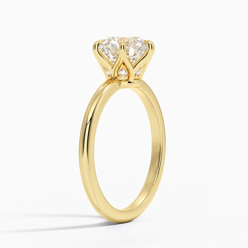 Round Cut Solitaire Engagement Ring, 6 Prong Diamond Ring, Classic Minimalist Bridal Ring