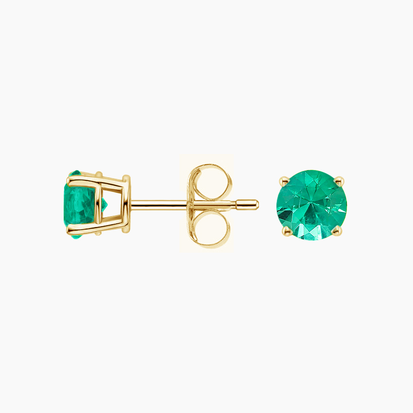 Emerald Solitaire Stud Earrings