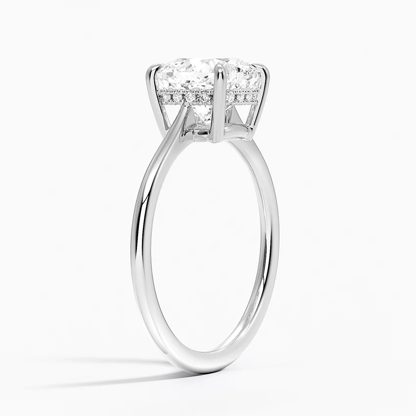 Round Cut Solitaire Diamond Engagement Ring, 4 Prong Minimalist Ring, Classic Gold Proposal Ring
