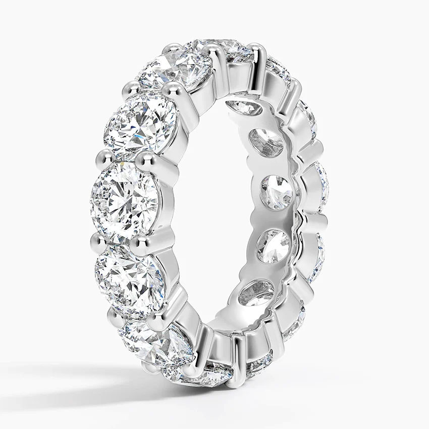 Round Cut Diamond Eternity Band, Full Eternity Wedding Ring, Solid Gold Stackable Ring