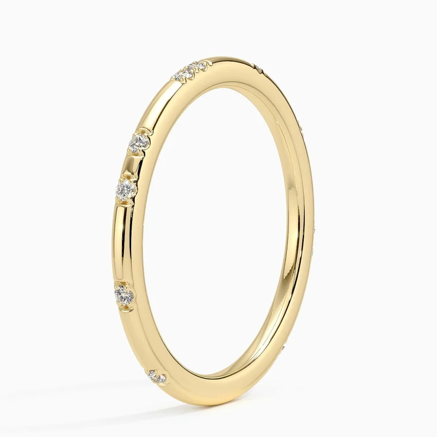 Minimalist Diamond Ring, Bezel Set Diamond Band, Stackable Dainty Ring