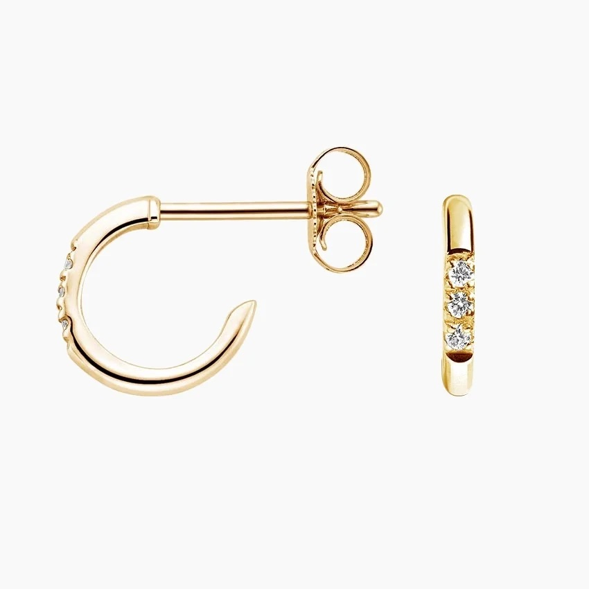 Diamond Huggie Hoop Earrings, Minimalist Diamond Hoops, Everyday Fine Jewelry