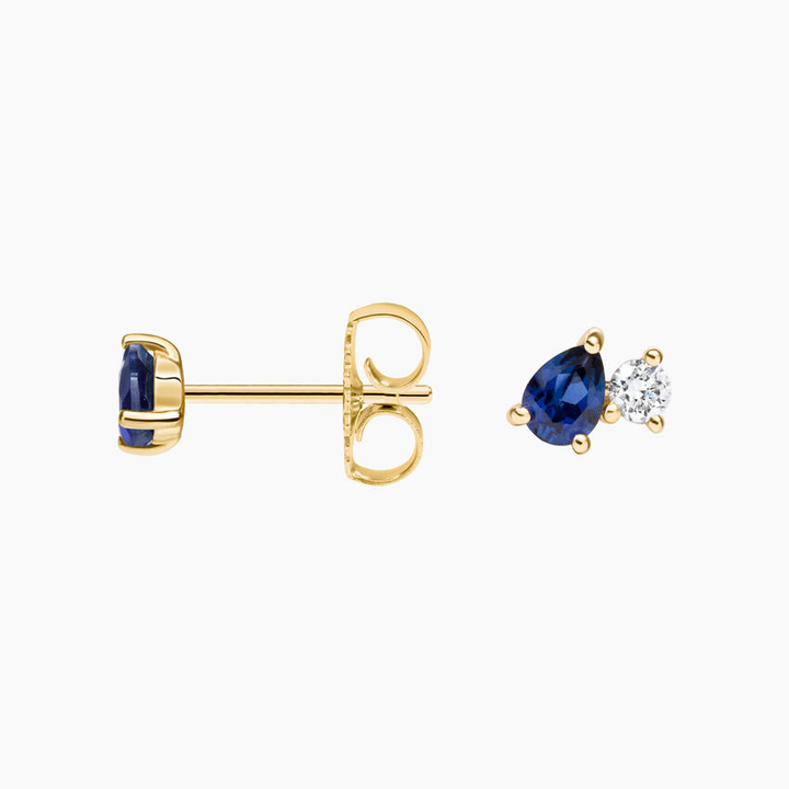 Pear Cut Blue Sapphire & Diamond Stud Earrings, Sapphire Earrings, Minimalist September Birthstone Earrings (Copy)