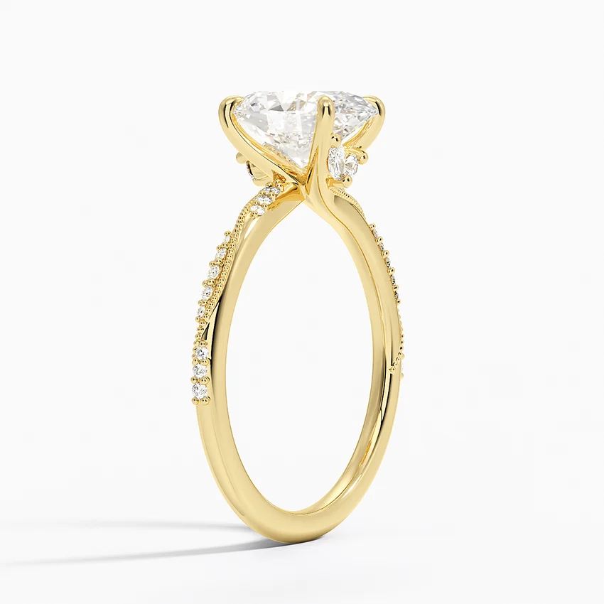 Oval Cut Diamond Engagement Ring, Twisted Band Ring,Unique Solitaire Promise Ring