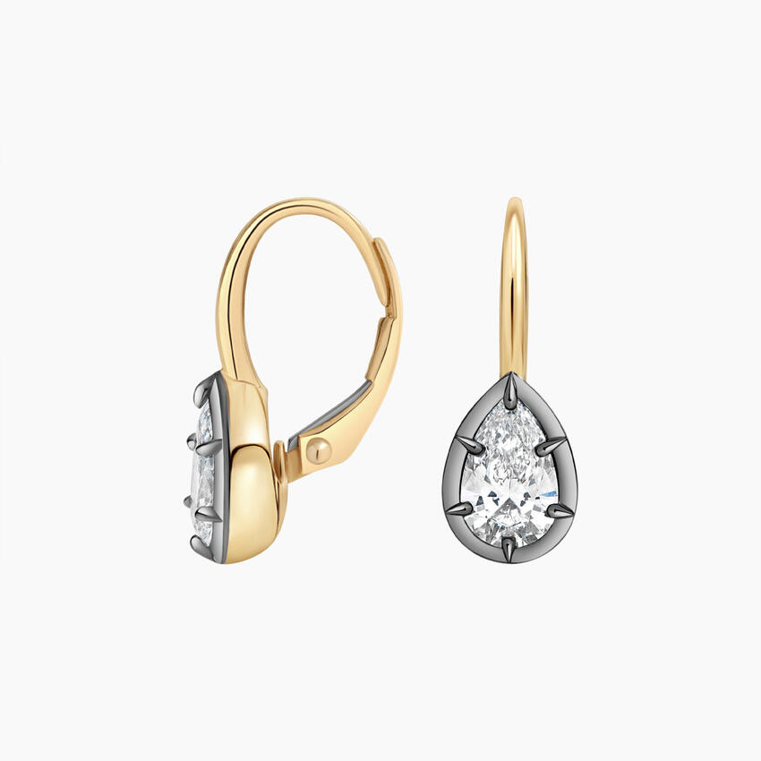 Pear Cut Diamond Drop Huggie Earrings