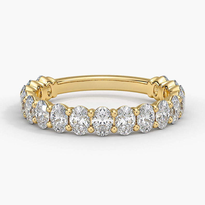 Oval Cut Diamond Eternity Band Ring, Full Eternity Wedding Band, Stackable Diamond Ring