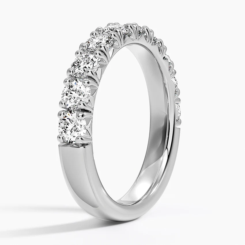 Round Cut Diamond Eternity Band Ring, Half Eternity Diamond Ring, Anniversary Gift for Her