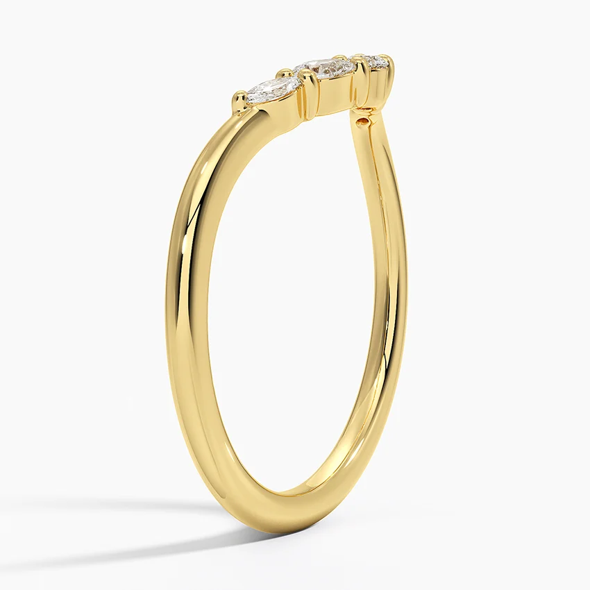 Chevron Diamond Wedding Band, V Shaped Diamond Ring, Minimalist Curved Stackable Ring