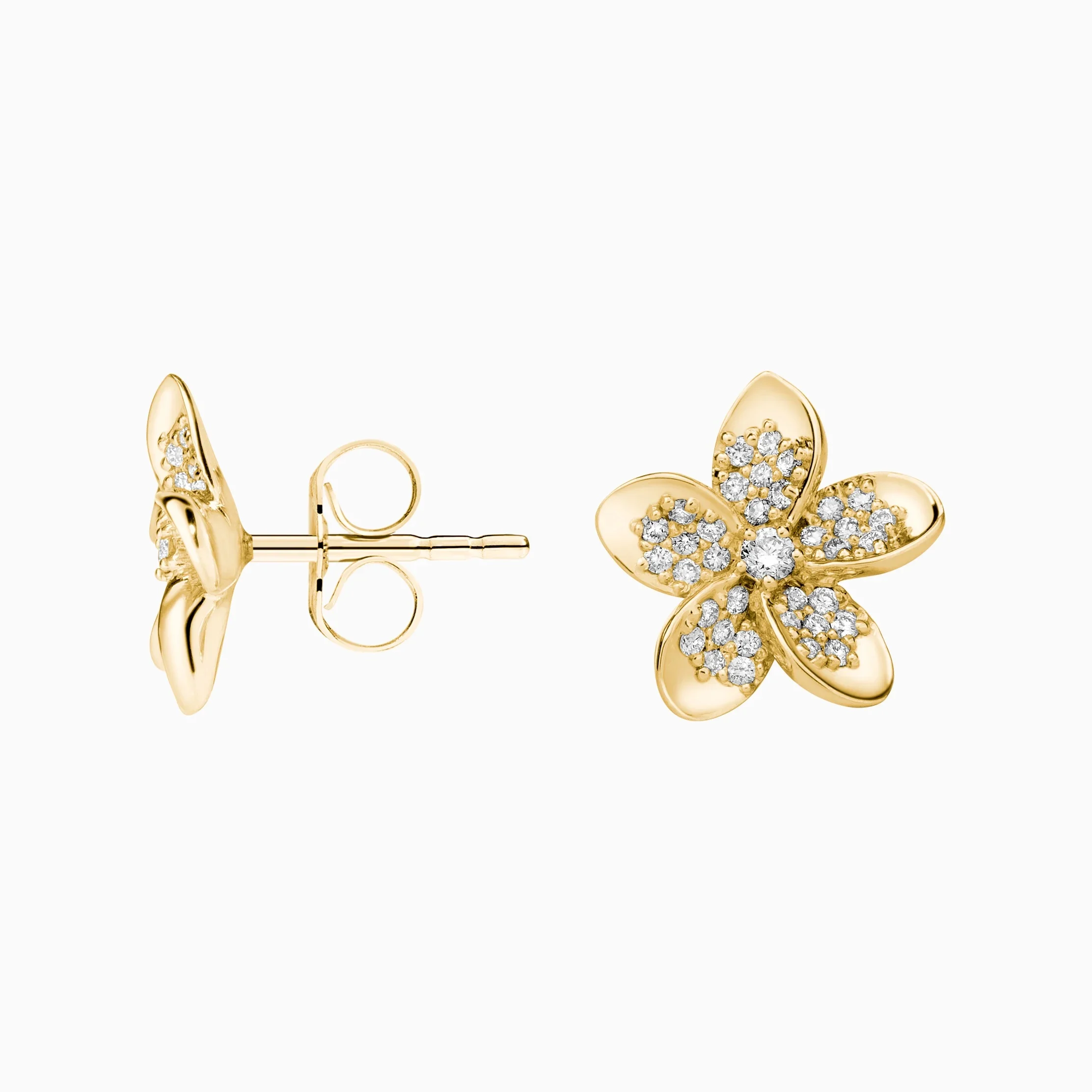 Diamond Flower Stud Earrings, Floral Diamond Earrings, Dainty Flower Studs