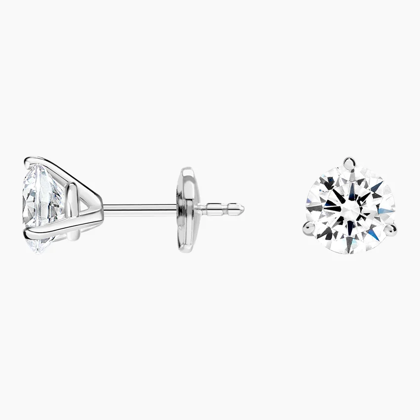 Round Cut Diamond Stud Earrings, Classic Solitaire Diamond Earrings, Minimalist Everyday Jewelry Gift