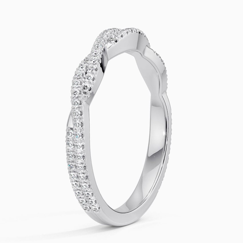 Twisted Diamond Band Ring, Pavé Diamond Infinity Ring, Minimalist Wedding Band