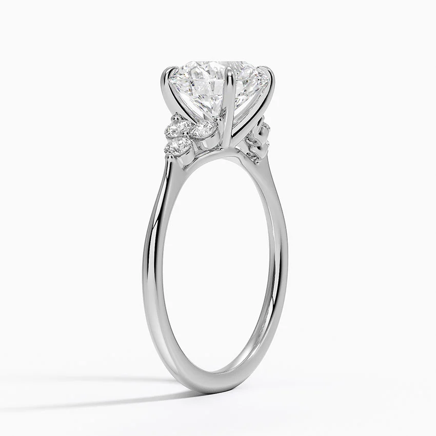Round Cut Diamond Engagement Ring, Three Stone Diamond Ring, Solid Gold Promise Ring