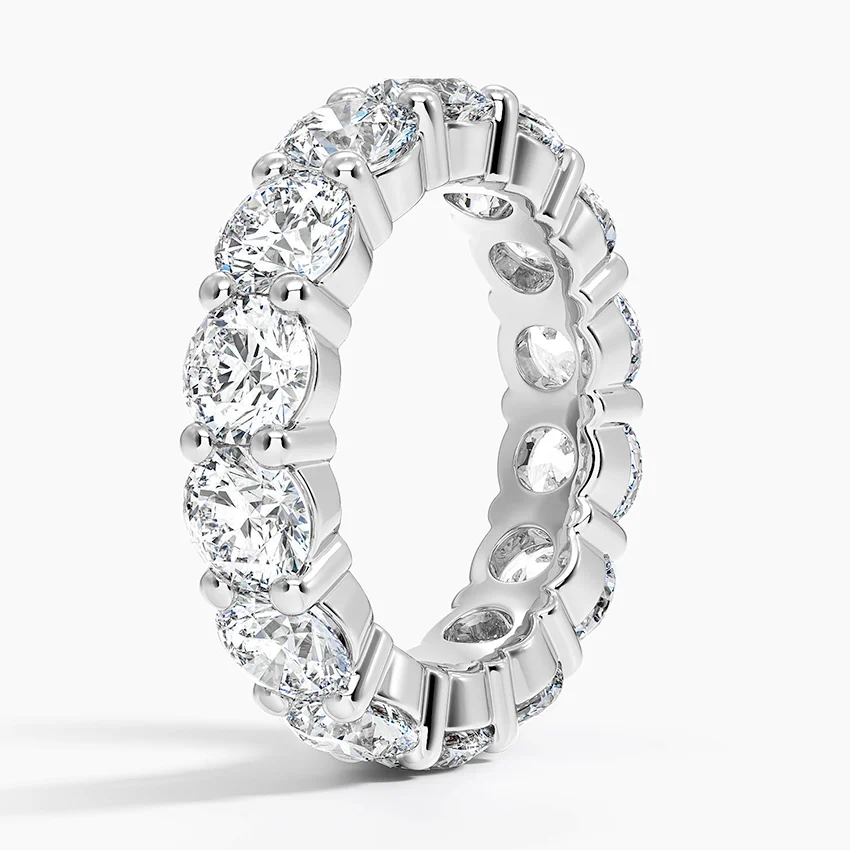 Round Brilliant Diamond Eternity Ring, Full Band Wedding Ring, Luxury Stackable Band