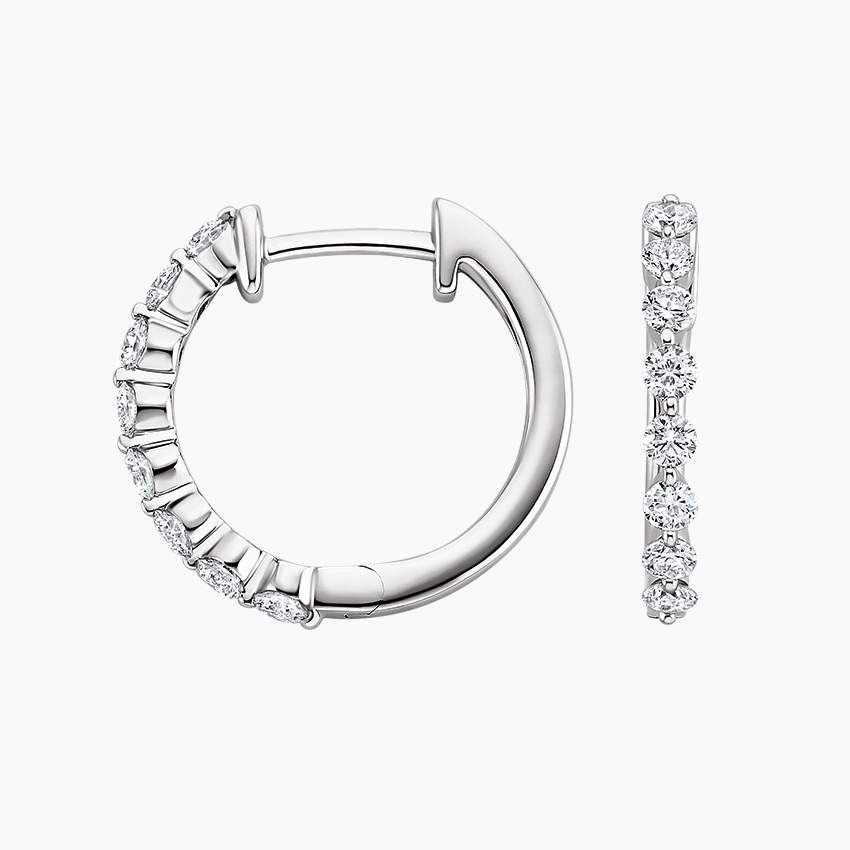 Diamond Huggie Hoop Earrings, Minimalist Diamond Hoops, Everyday Luxury Earrings