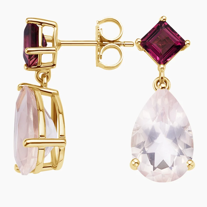 Pear Cut Pink Gemstone Dangle Earrings, Minimalist Bridal Jewelry