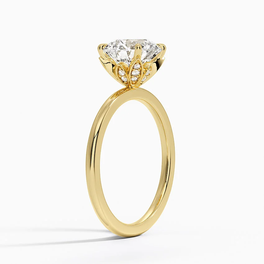 Round Cut Solitaire Engagement Ring, 4 Prong Diamond Ring, Minimalist Gold Ring