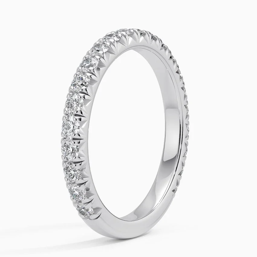 Minimalist Diamond Wedding Band, Half Eternity Ring, Gold Diamond Band