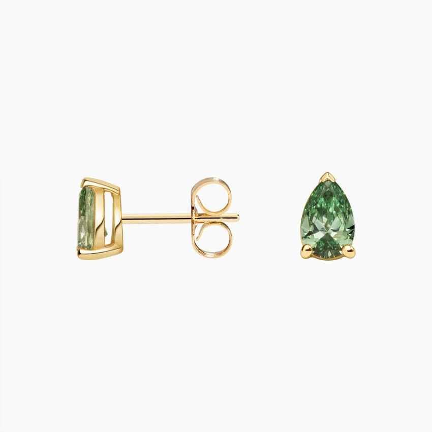 Pear Cut Green Sapphire Stud Earrings