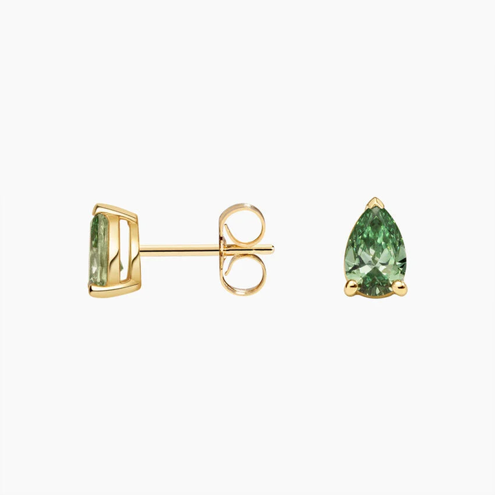 Pear Cut Green Sapphire Stud Earrings