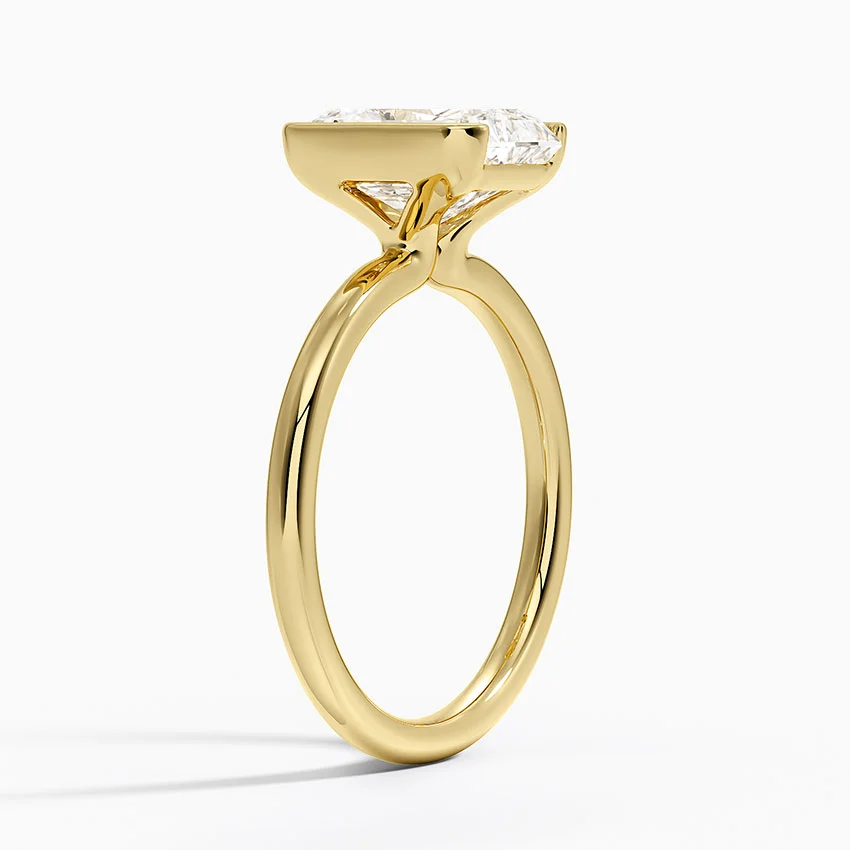 Radiant Cut Bezel Set Diamond Ring, Minimalist Solitaire Engagement Ring
