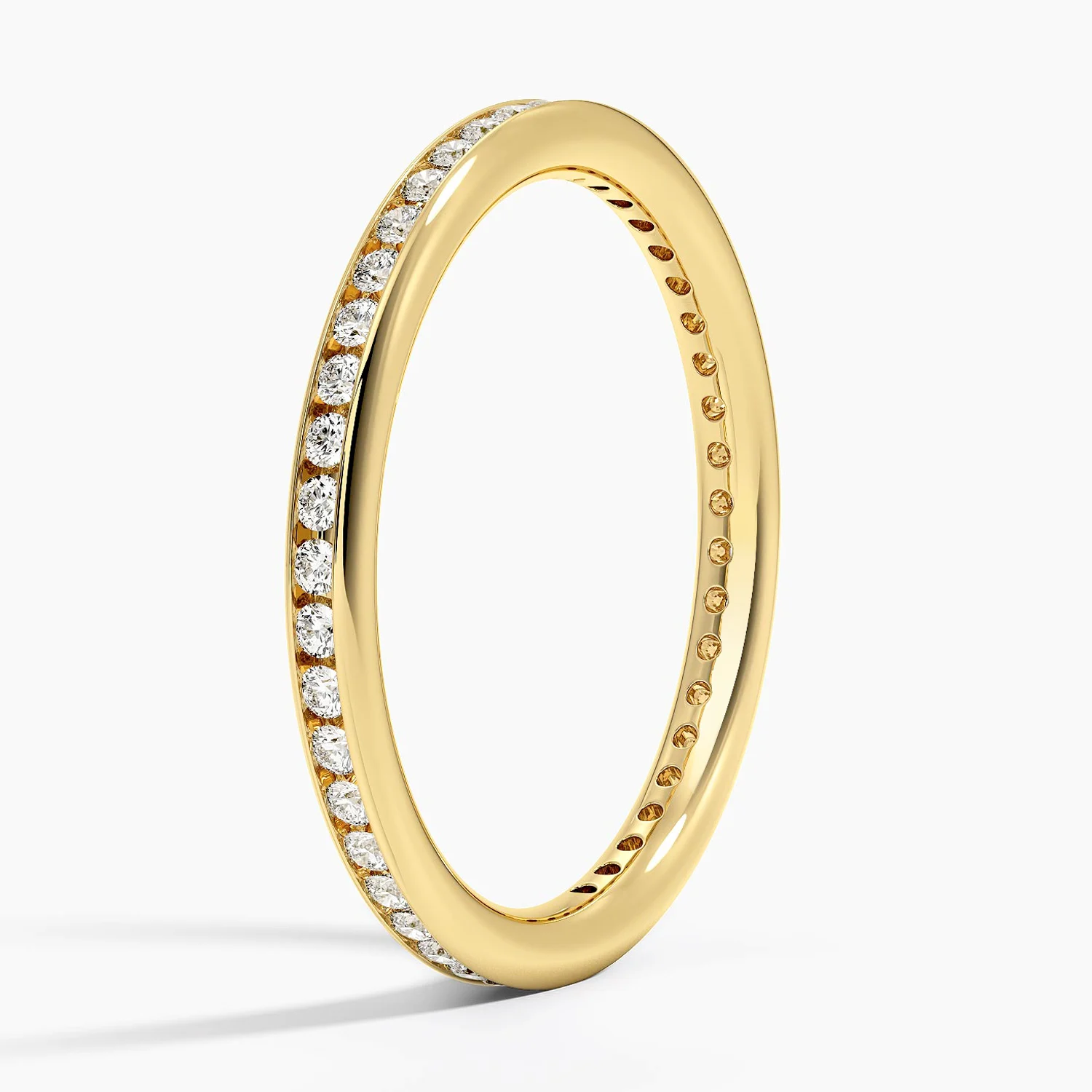 Minimalist Diamond Band Ring, Channel Set Round Diamond Ring, Stackable Wedding Band