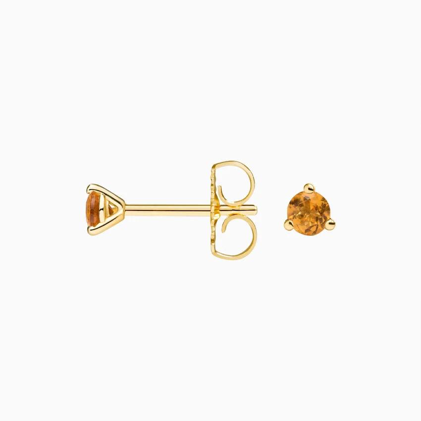 Orange Sapphire Stud Earrings, Minimalist Gemstone Studs, Tiny Everyday Earrings