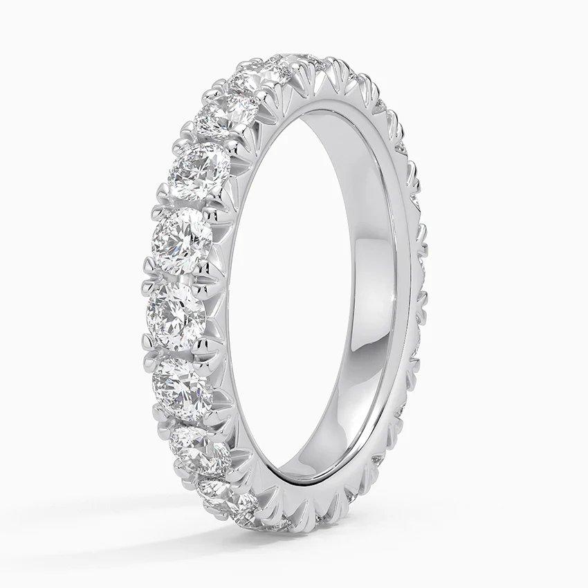 Round Cut Diamond Eternity Band Ring, Full Eternity Wedding Band, Solid Gold Stackable Ring