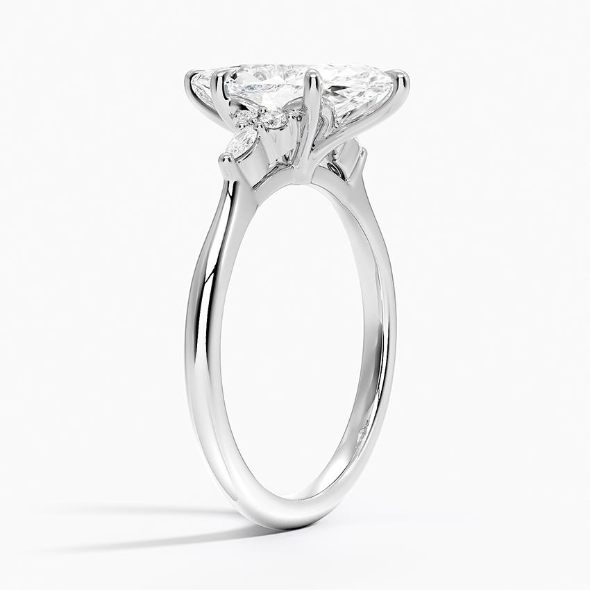 Marquise Cut Moissanite Engagement Ring, Hidden Cluster Diamond Ring, Minimalist Promise Ring