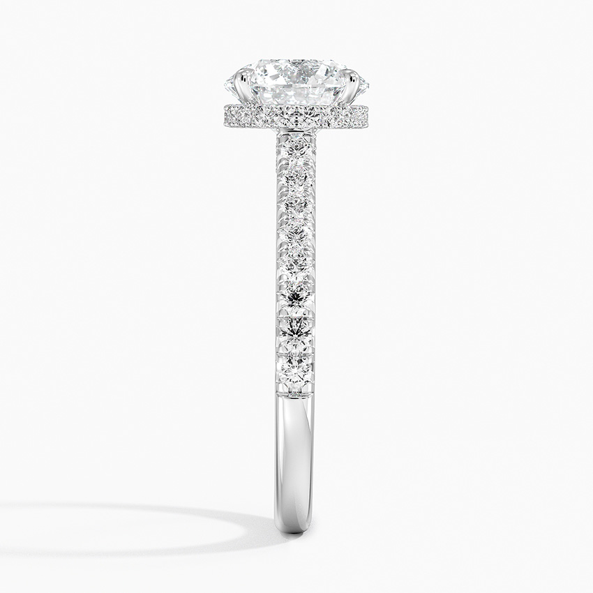 Round Cut Solitaire Diamond Engagement Ring, Pave Band Wedding Ring, Moissanite Bridal Ring
