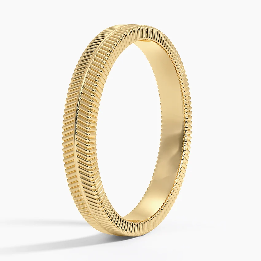 Minimalist Textured Wedding Band Ring, Ribbed Gold Ring, Stackable Band