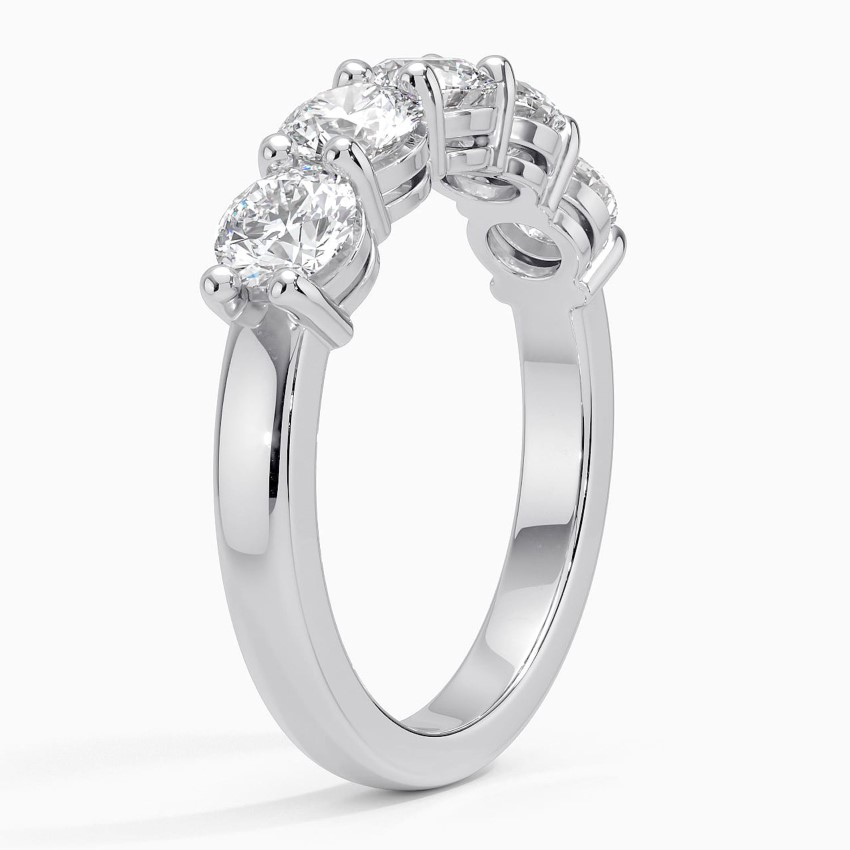 Five Stone Diamond Wedding Band, Round Cut Anniversary Ring, Minimalist Stackable Diamond Ring