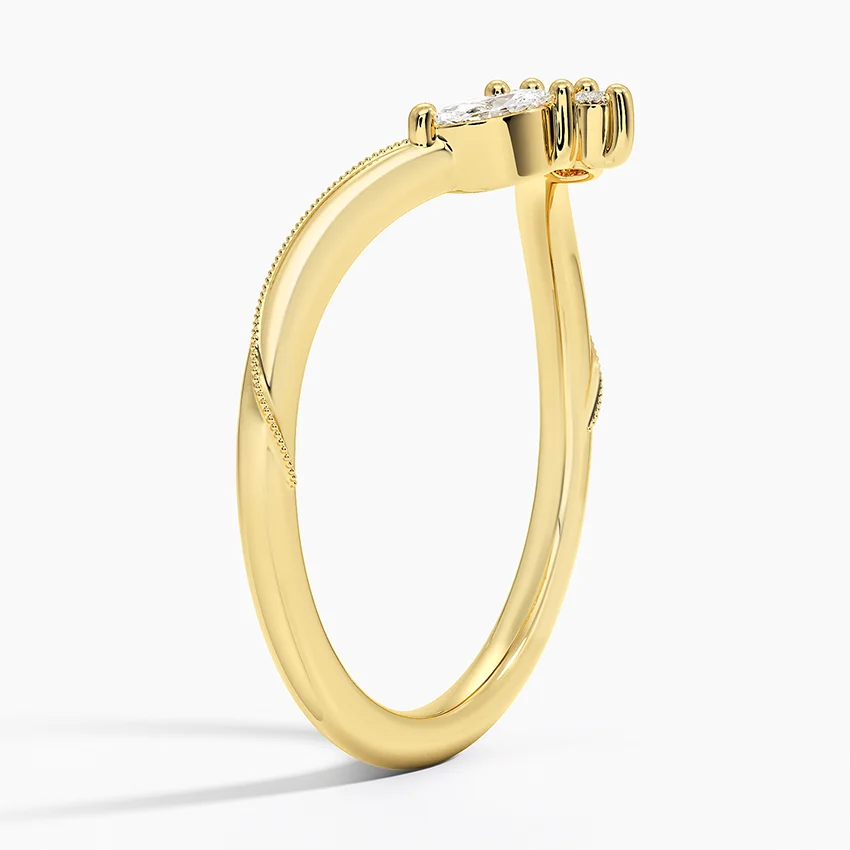 Marquise Diamond V Band Ring, Minimalist Chevron Wedding Band, Promise Ring