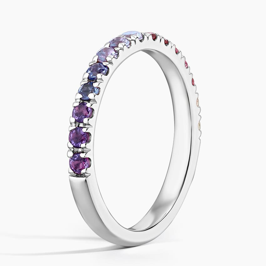 Rainbow Sapphire Eternity Band Ring, Multi Color Gemstone Ring, Minimalist Wedding Band Gift