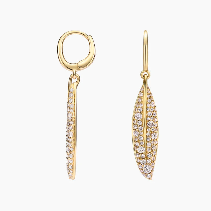 Diamond Marquise Drop Huggie Earrings