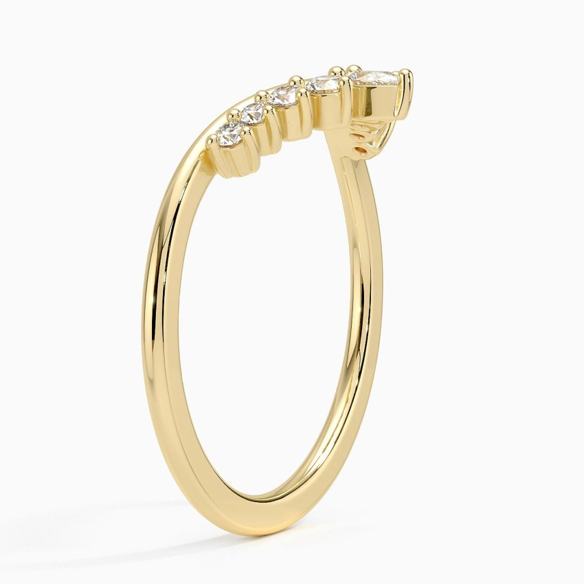 V Shape Diamond Chevron Ring, Curved Wedding Band, Minimalist Stacking Ring