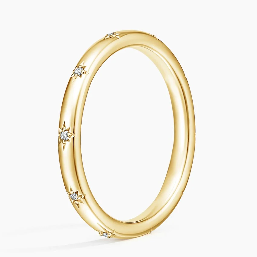 Star Set Diamond Band Ring, Minimalist Celestial Diamond Ring, Dainty Stackable Ring (Copy)